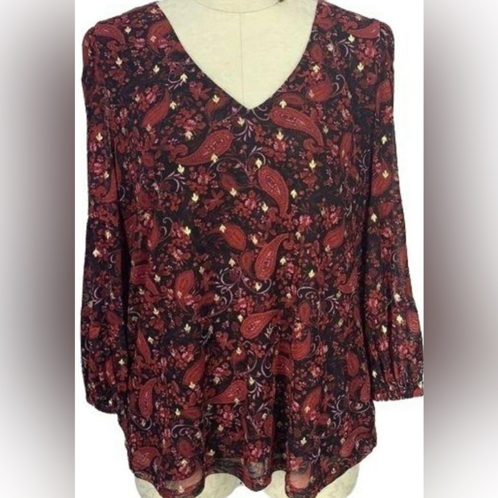 Sara Michele women’s top paisley print lined blouse